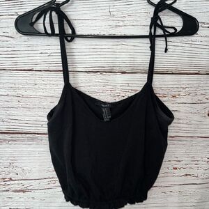 Forever 21 Cropped Black Spaghetti Strap Tank Top